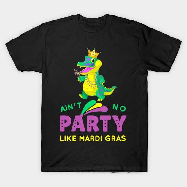 Mardi Gras party king gator T-Shirt by MGuyerArt